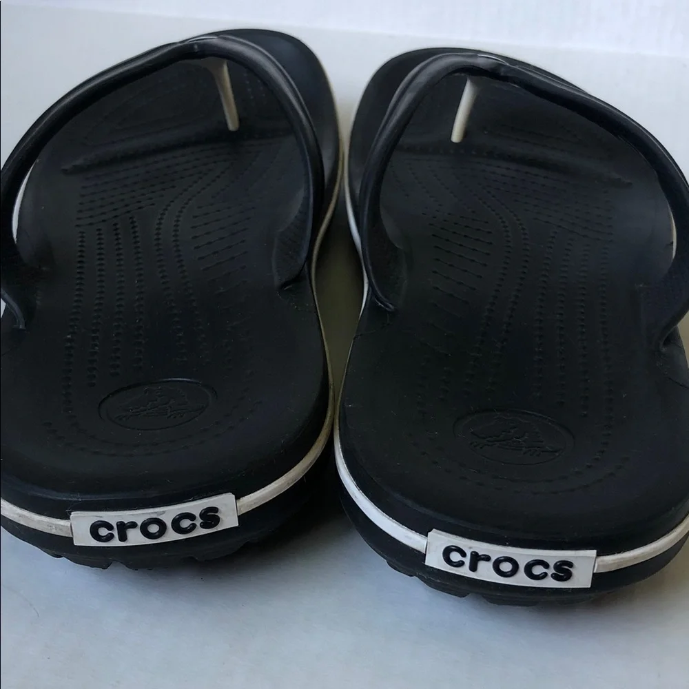 CROCS Crocband Flip Flops Unisex Black Sporty Comfort Sandals M10 W12